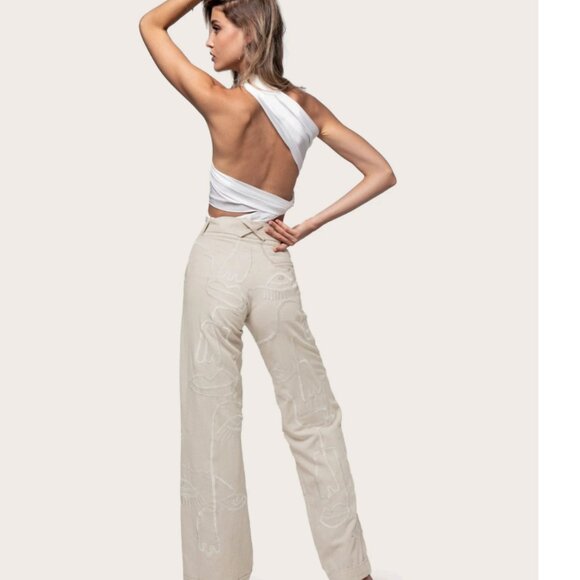 MAISON LES ÉNERVÉS Cotton/Linen Siam Pants Ivory Sz 0 - Picture 2 of 15